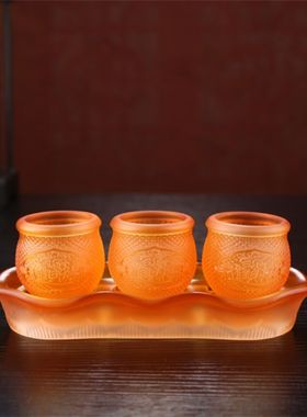 琉璃供佛杯家用供奉观音圣仙家财神供酒杯茶杯佛具水杯