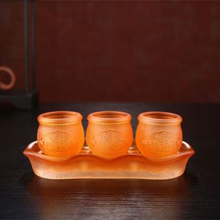 琉璃供佛杯家用供奉观音圣仙家财神供酒杯茶杯佛具水杯