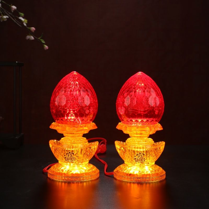 招财灯家用神明灯电烛灯插电式LED大红蜡烛灯供佛财神爷灯观音灯