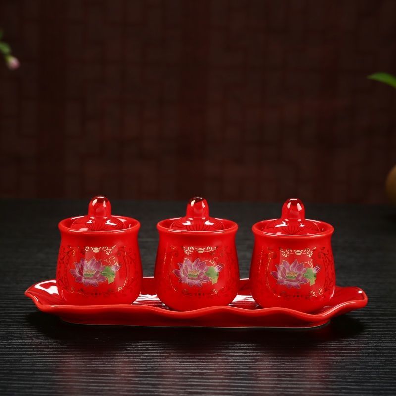 陶瓷家用供水水杯供佛红酒杯莲花观音专用套装圣水佛堂用品净水杯