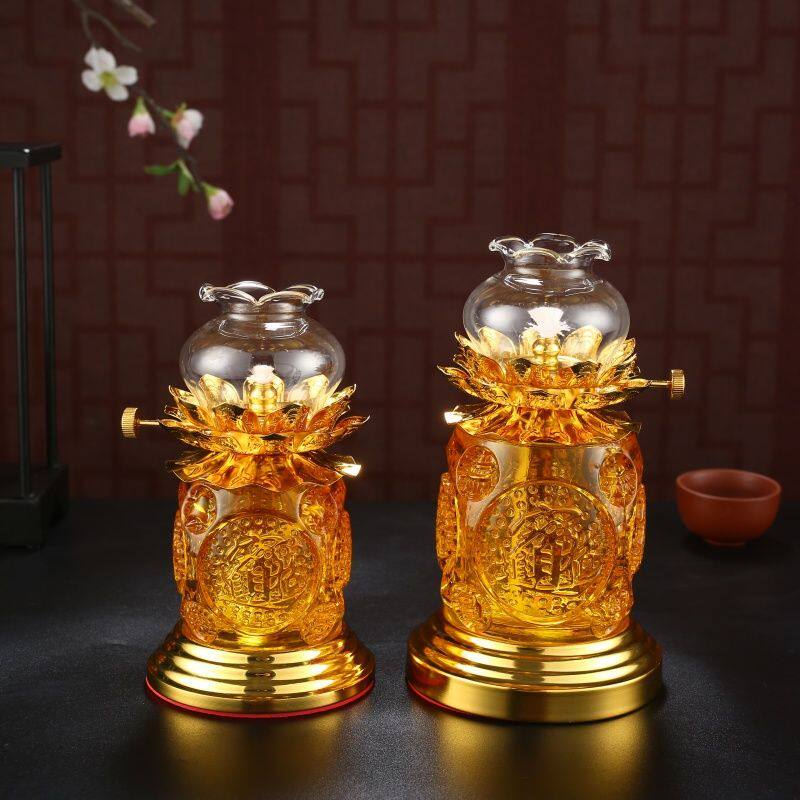 防风琉璃油灯酥油灯莲花油灯灯座油酥灯油液体酥油灯调光家用油灯