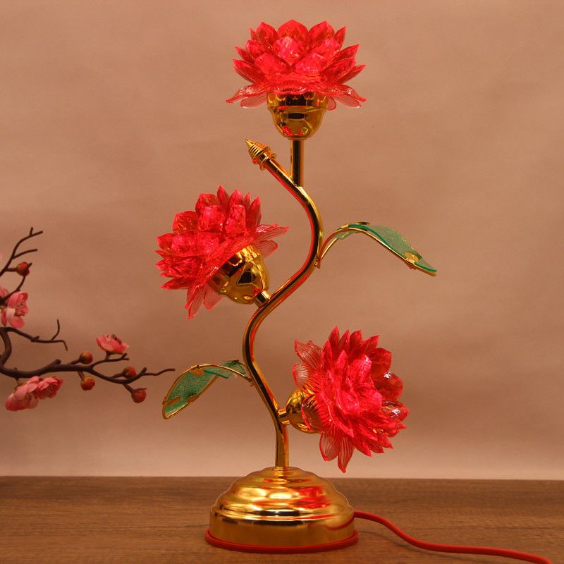 插电家用一对led佛灯佛前供花七彩变色供佛莲花灯荷花灯