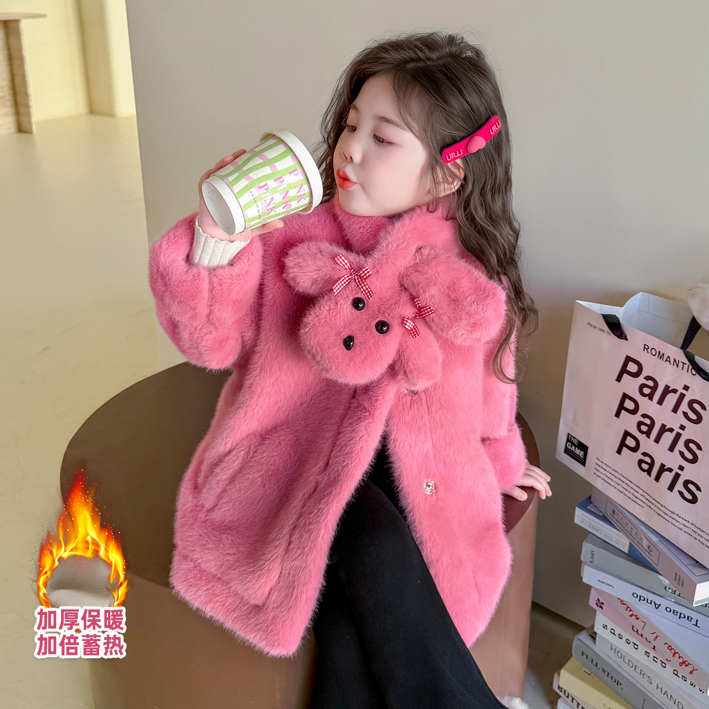 女宝宝小狗围脖仿皮草秋冬