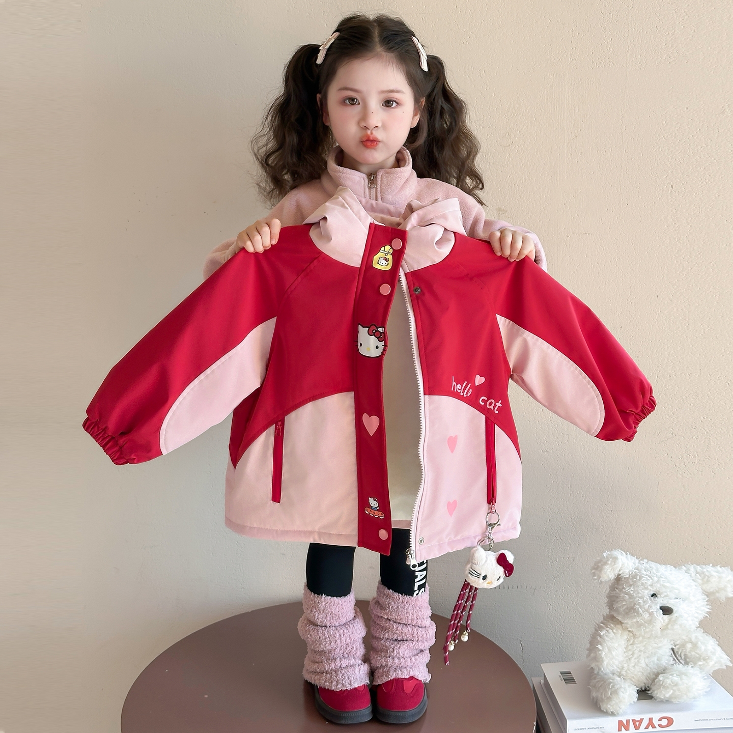 女宝宝卡通三合一冲锋衣外套秋冬