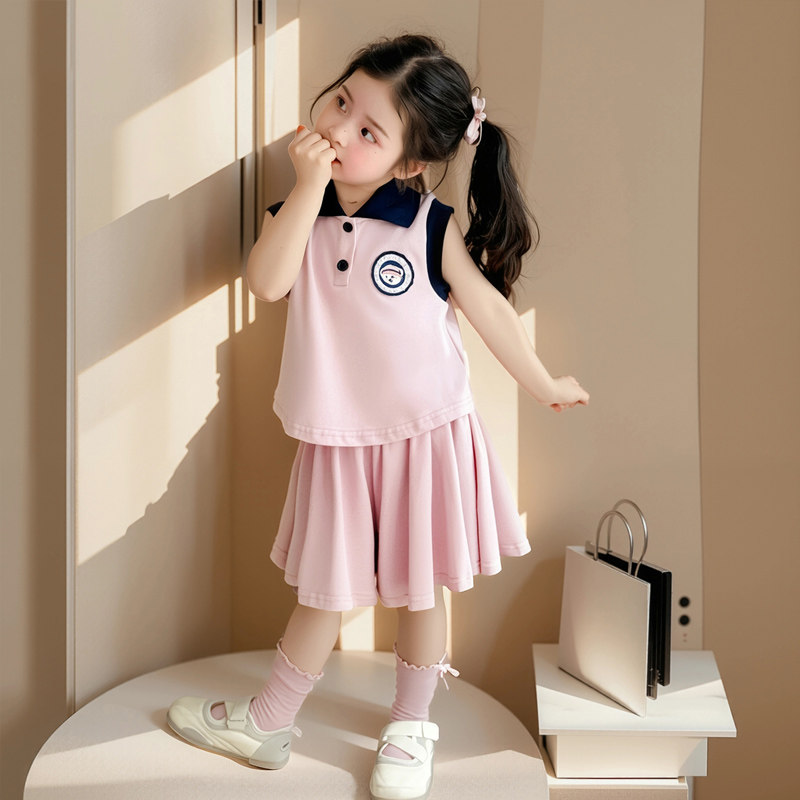 女童韩版休闲套装洋气小女孩裙裤两件套运动风小童时髦夏装卡通潮