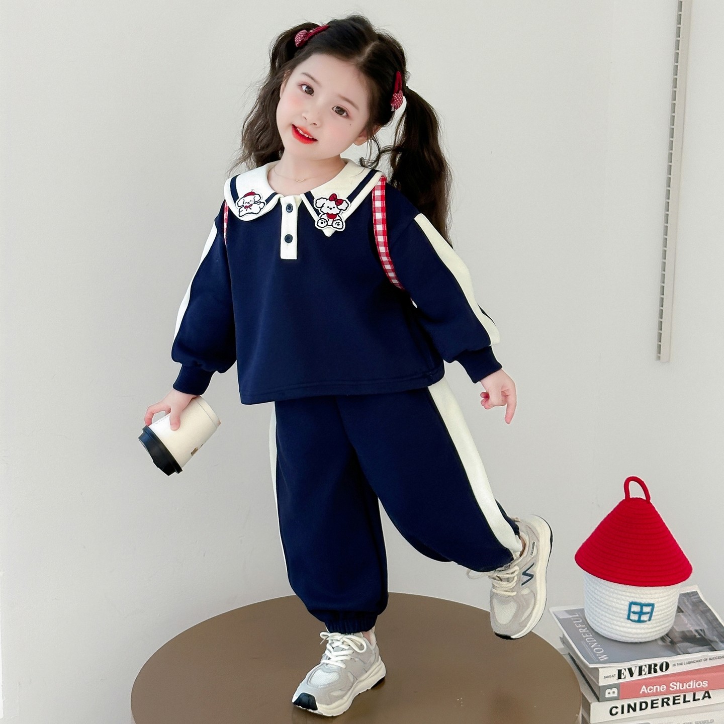 女童学院风刺绣套装女宝宝两件套卫衣长袖春秋儿童POLO衫春装流行,童装/婴儿装/亲子装,套装,淘宝优惠券,粉丝福利购,淘宝优惠卷