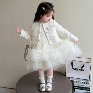 裙子轻奢风 女童秋装 小女孩小香风连衣裙2025新款 女宝宝公主裙套装