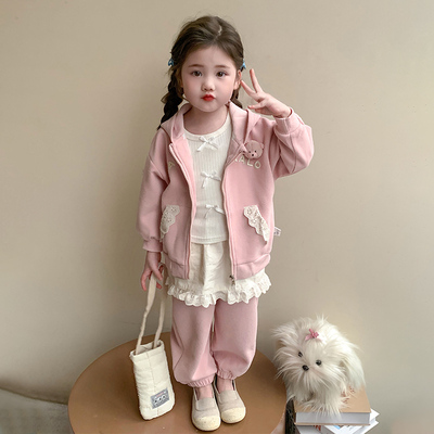 刺绣小熊两件套运动休闲女童