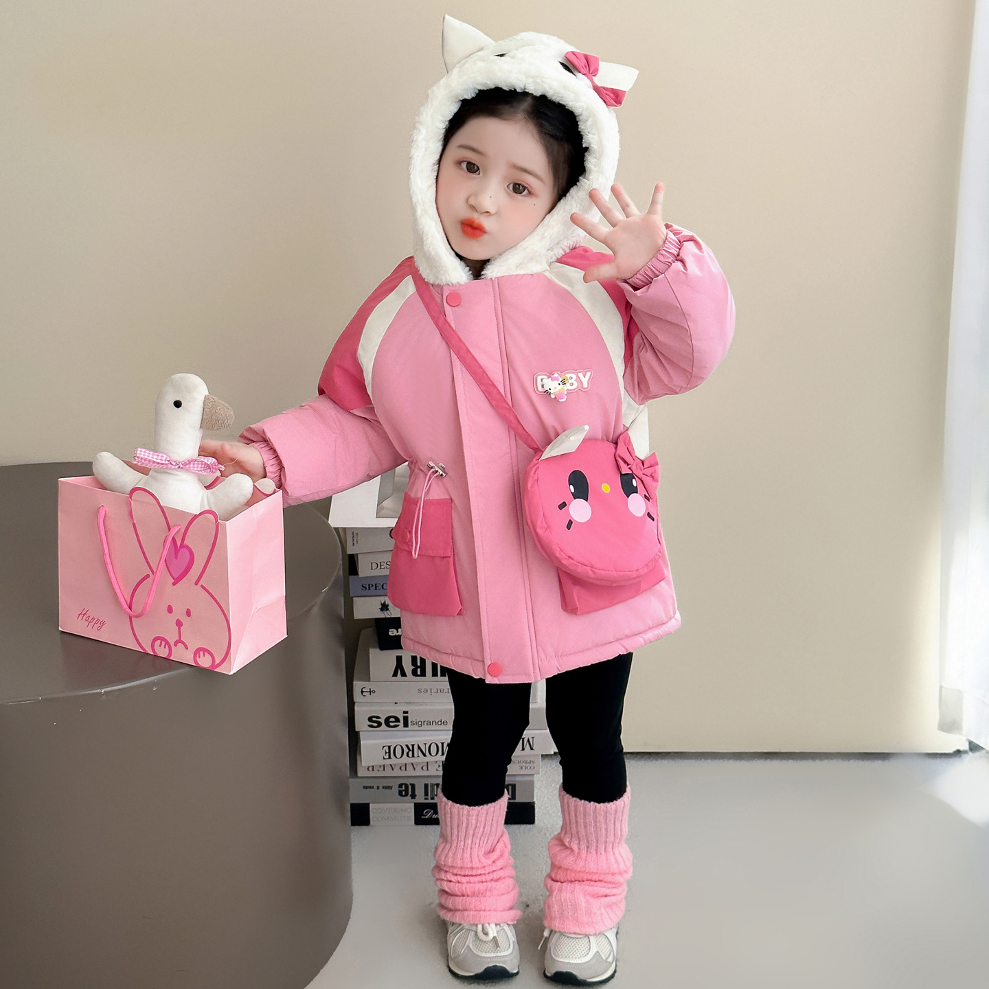 加绒加厚派克服冬装女童时髦衣服