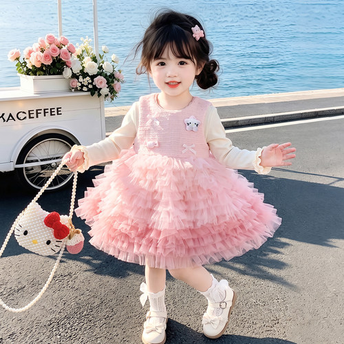 粉色连衣裙子儿童蓬蓬公主裙套装