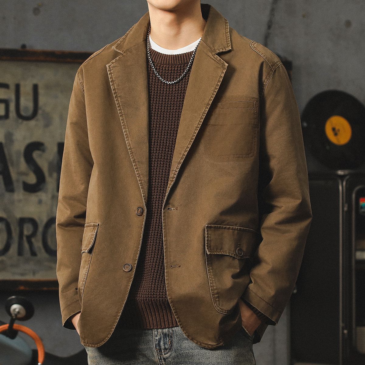 阿美咔叽休闲西装男士秋季