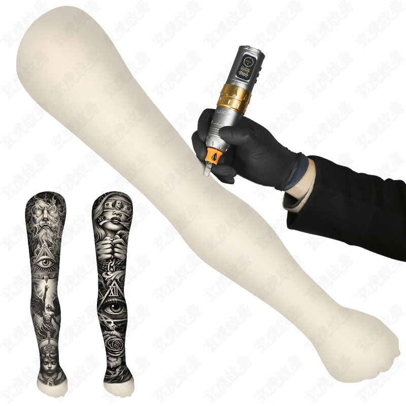 纹身全硅胶手臂花臂练习皮仿真开店图案成品展示假皮刺青培训挂件