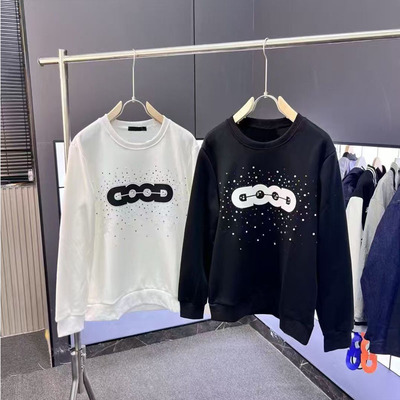 春秋季新款潮流高街男女情侣款印花GOOD烫钻百搭轻奢休闲长袖卫衣