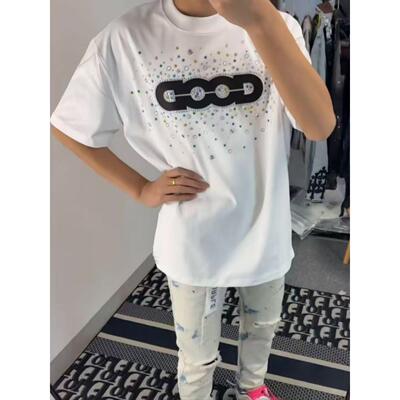 爆款潮牌网红同款GOOD散乱轻奢烫钻男女情侣满天星纯棉短袖T恤潮