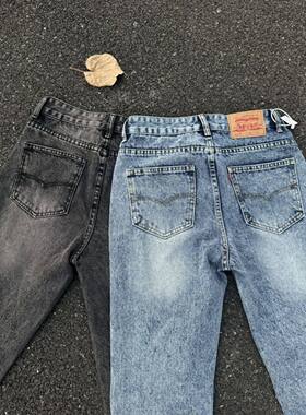 纯原网红爆款超火good刺绣牛仔裤男潮牌轻奢潮流百搭烫钻小脚裤子