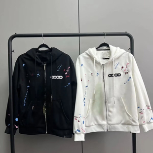 秋季爆款美式GOOD刺绣薄款卫衣外套男士情侣轻奢潮牌开衫连帽上衣