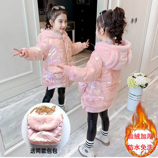 2022新款韩版洋气亮面女孩羽绒棉袄女童棉衣冬装加绒加厚儿童棉服