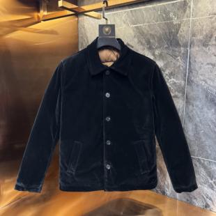 棉服男冬季新款翻领金丝绒加厚纯色百搭休闲保暖商务休闲棉衣外套