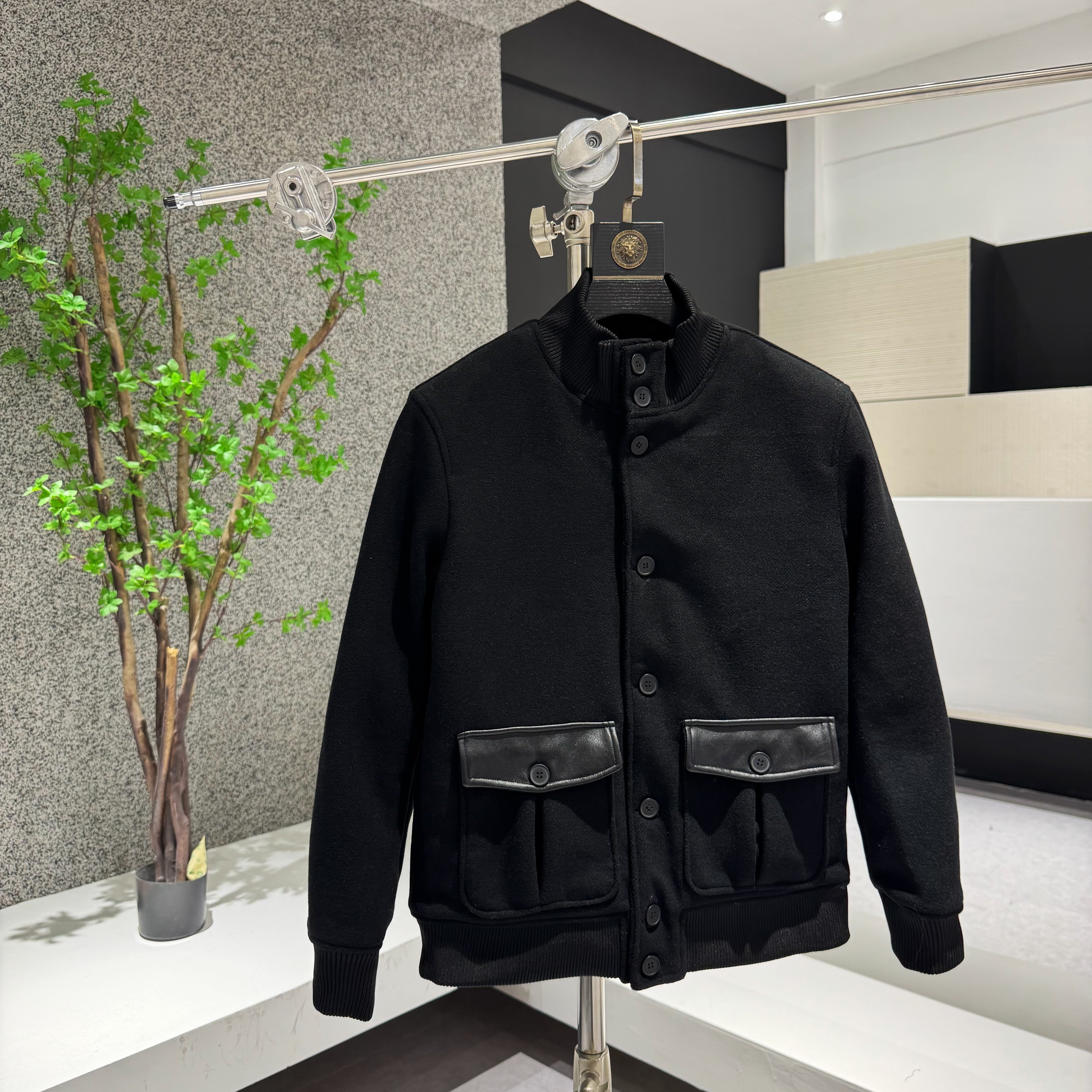 2025新款男士立领棉衣外套时尚百搭休闲保暖毛呢棉服上衣潮流帅气