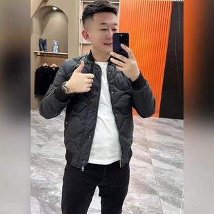 冬装新款潮牌男士纯色简约轻薄羽绒棉网红修身帅气休闲棒球领外套