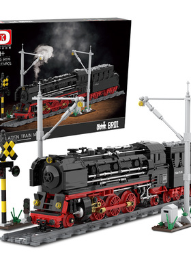806模型BR01蒸汽火车积木拼装益智玩具礼物男兼容普通塑料积木