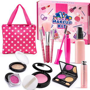 新款 仿真儿童化妆玩具套装女孩彩妆盒手提包口红女童公主益智