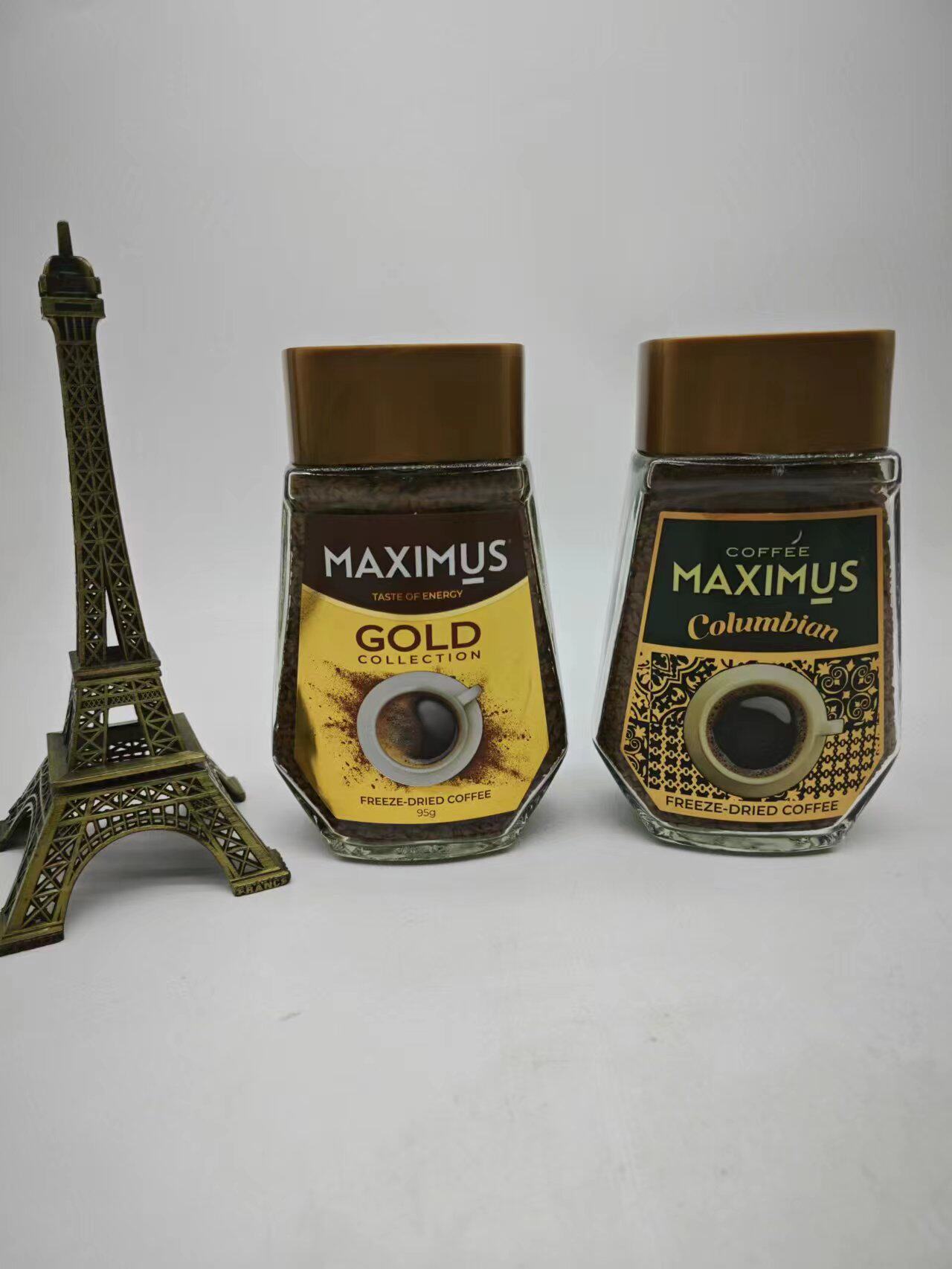 俄罗斯进口马克西姆斯咖啡95克瓶装冻干速溶黑咖啡浓郁下午茶