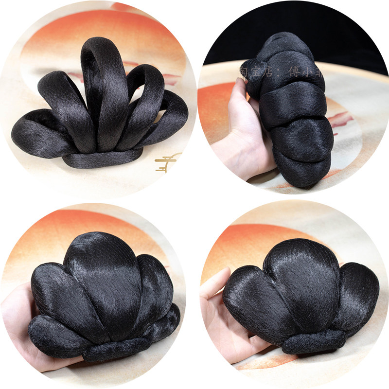 傅小菲 全发丝花瓣高发髻 汉服唐风凤冠发型明制贵气懒人软发包