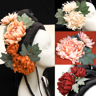 傅小菲 高仿真牡丹花发夹汉服旗袍盘发头饰古风发饰日常百搭