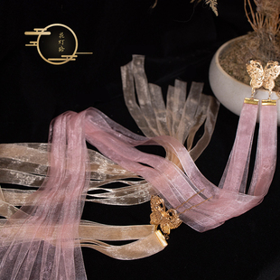 【傅小菲】八层流苏雪纺纱飘带汉服超长发带后压配饰古风仙女发钗