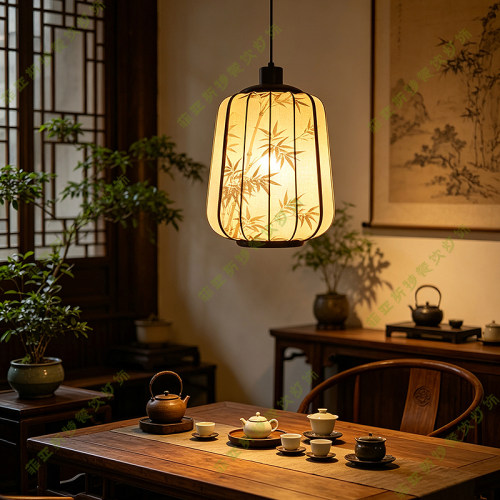 中式复古竹叶灯笼餐厅吊灯