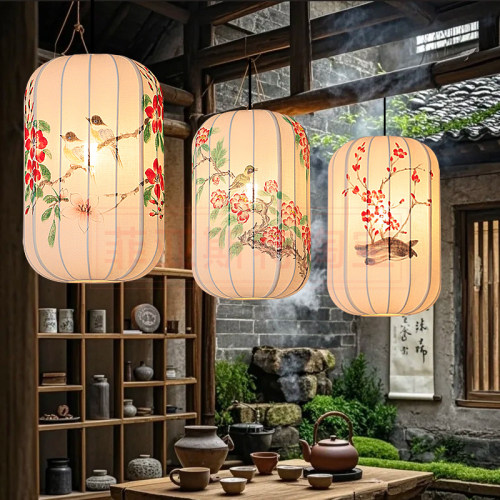 中式布艺手绘灯笼仿古典宫灯
