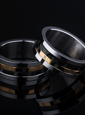 男士罗马数字饰品霸气风钛钢戒指