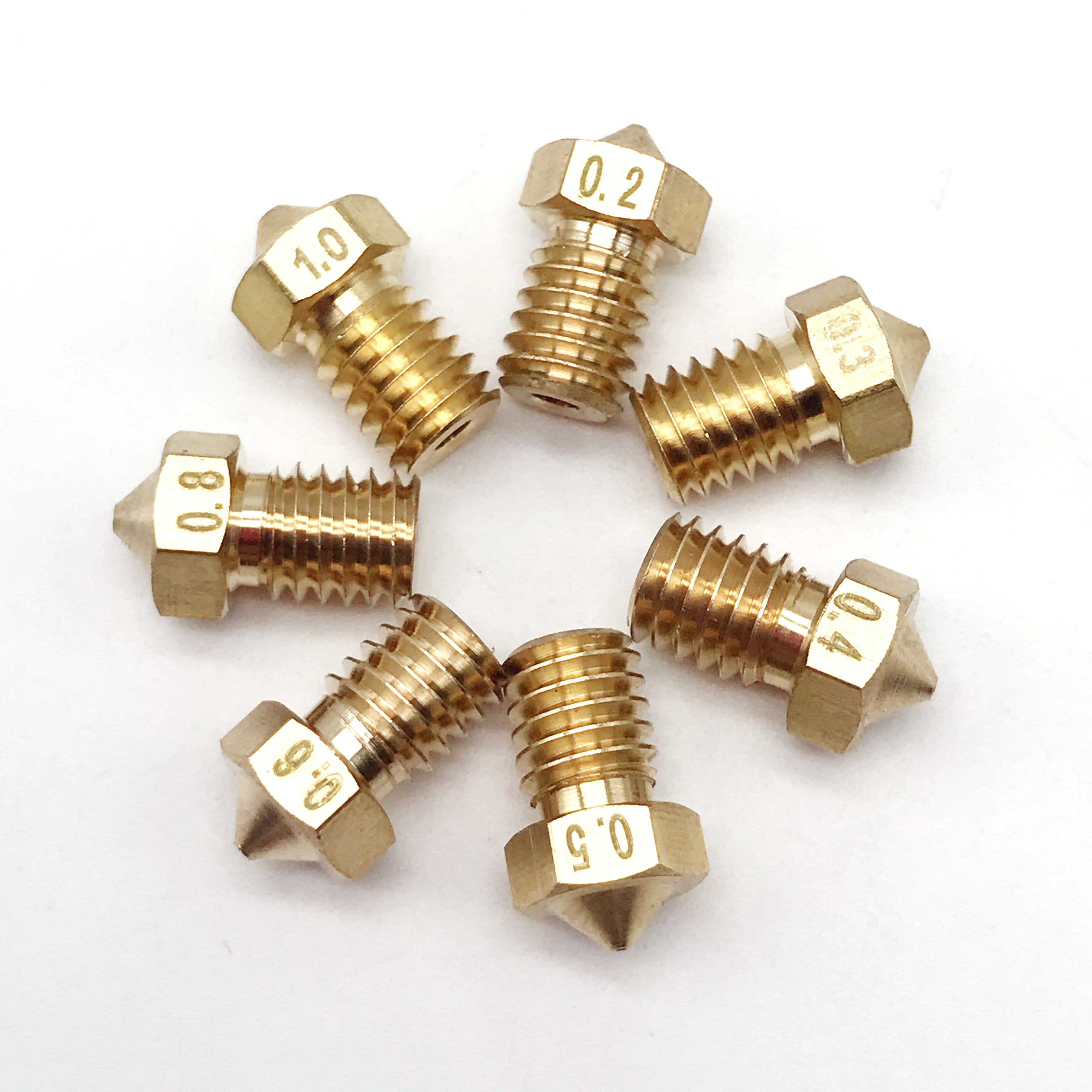 3D打印机配件 E3DV5 V6喷嘴 1.75/3mm耗材MK8黄铜刻字喷头 M6螺纹