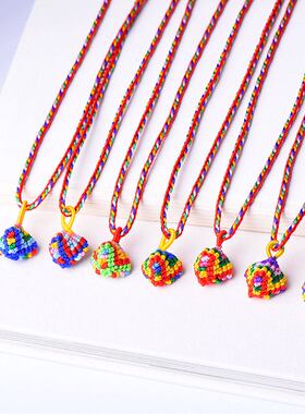 端午节五彩绳手工编织婴儿吊坠