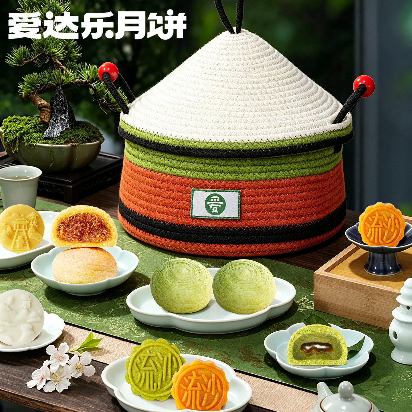 爱达乐中秋节送礼月饼礼盒熊猫屋牛肉川皇酥火腿奶黄流沙雪椰米饼