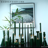 墨绿色香薰蜡烛无烟大豆蜡家居结婚烛光晚餐烛台氛围装 饰烛台摆件