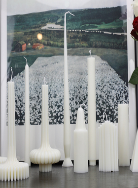 法式白色香薰蜡烛无烟低温大豆蜡家用婚庆婚礼烛光晚餐装饰摆件