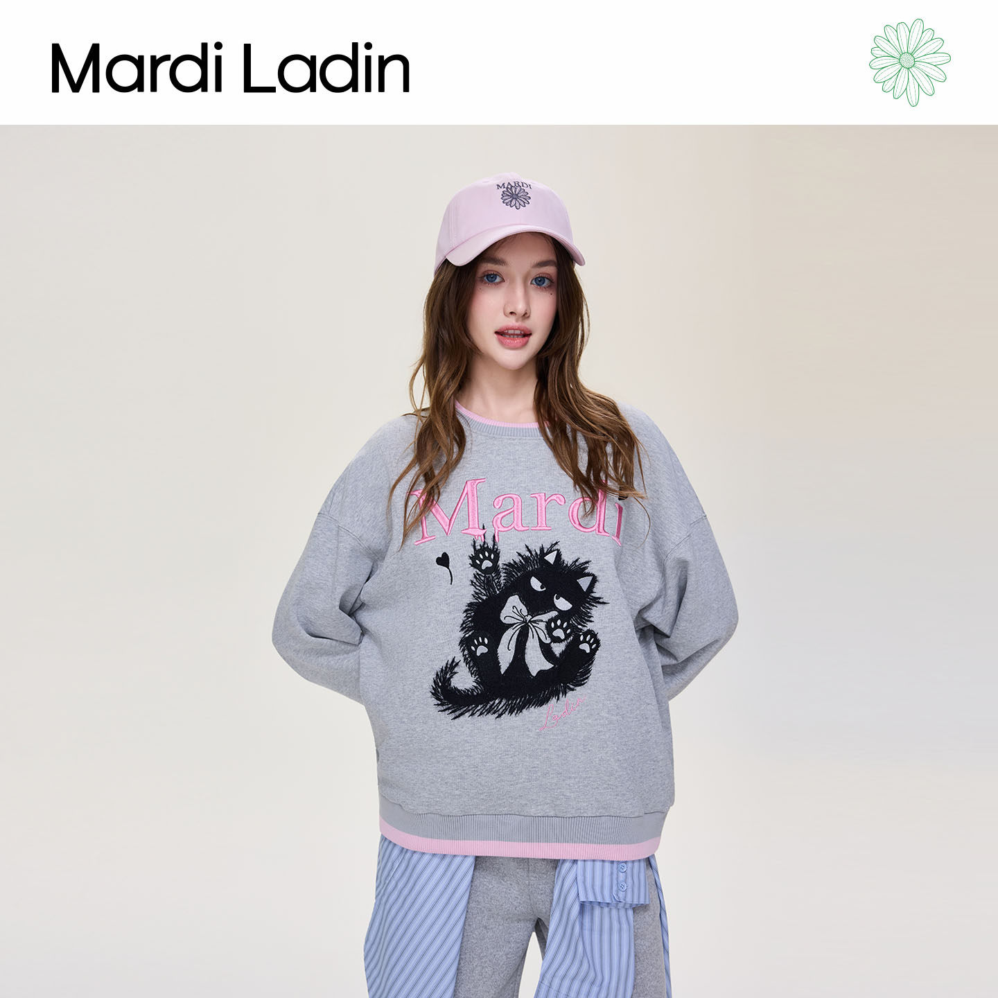 MardiLadin秋季小雏菊圆领卫衣