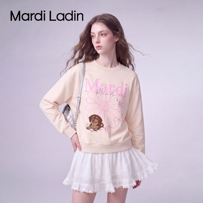 MardiLadin秋季新款印花圆领显瘦卫衣女宽松通勤百搭休闲长袖上衣