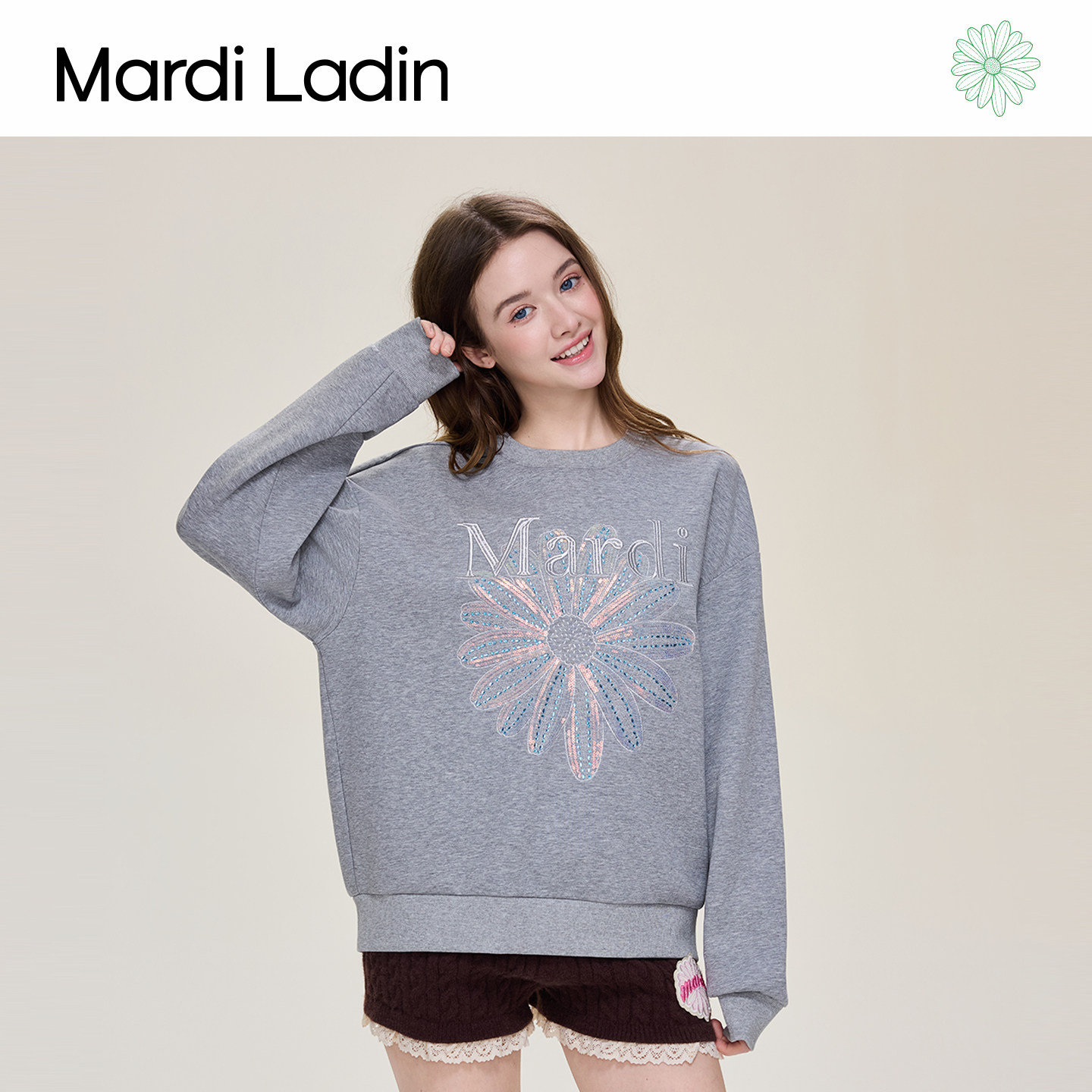 MardiLadin秋季新品小雏菊卫衣