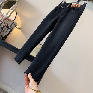 中大童靴裤 2025冬装 弹力小脚裤 儿童韩版 女童高腰显瘦一体绒牛仔裤