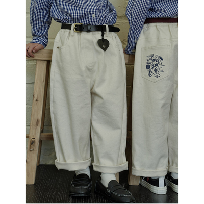 女童白色直筒牛仔裤秋季儿童装