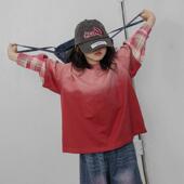 T恤 长袖 女童假两件卫衣2026早春新款 儿童洋气时渐变上衣中大童装