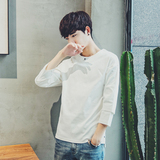 2021店主风休闲日系文艺青年短袖中袖棉麻T恤圆领五分袖男M56-P55，男装T恤，电商C312