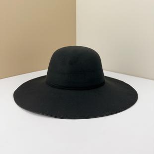 欧美秋冬光板diy大檐羊毛毡礼帽舞台表演走秀凹造型帽子暖场跨境