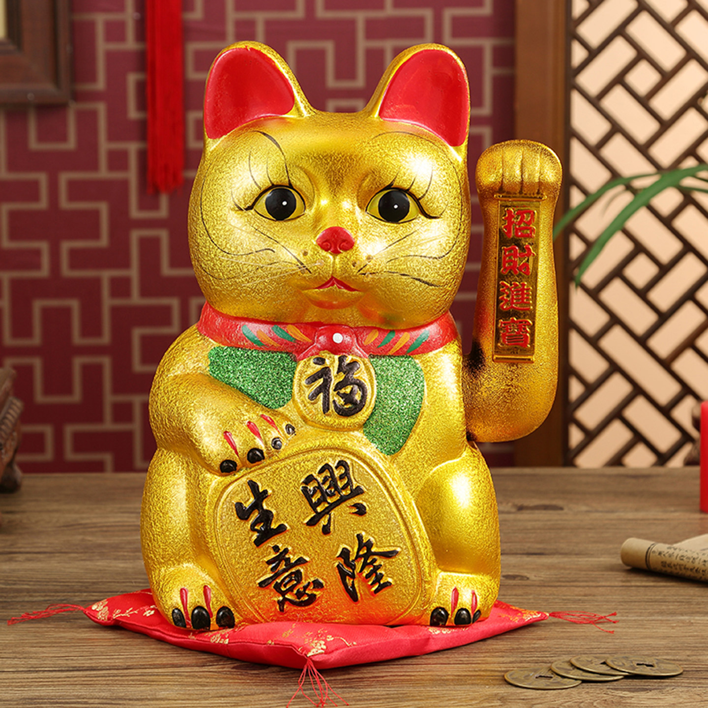 招财猫摆件自动招手摇手发财猫开业电动店铺收银台办公室装饰礼品