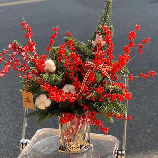 进口诺贝松鲜切北美冬青鲜切枝圣诞节插花装饰水培植物家用插花