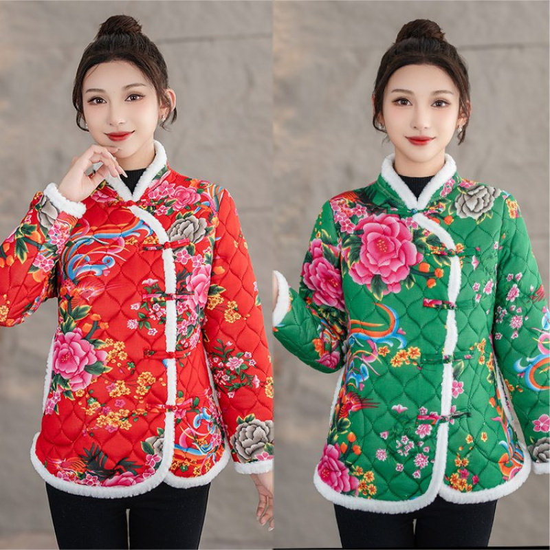 新款中国风女盘扣小棉衣复古大花棉服外套中年妈妈装加棉毛毛花袄,女装/女士精品,棉衣/棉服,淘宝优惠券,粉丝福利购,淘宝优惠卷