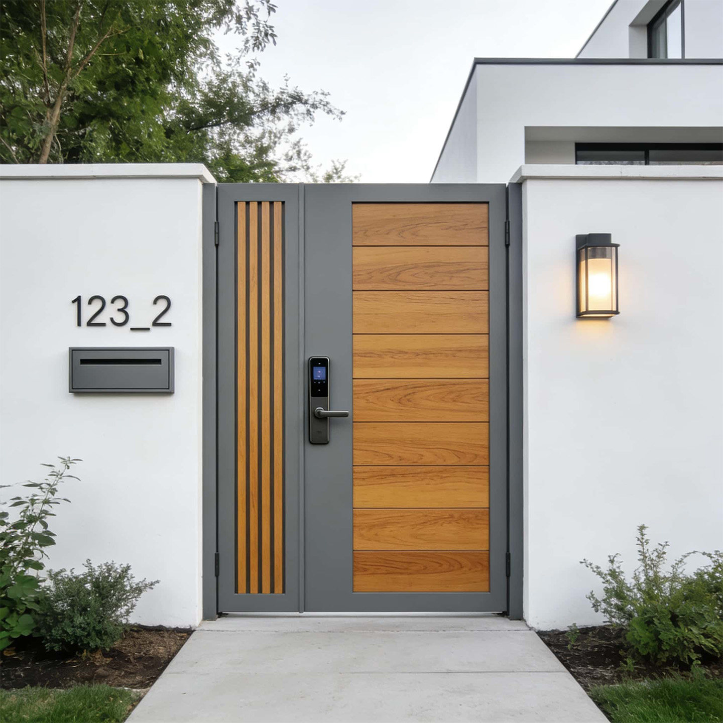 铝合金庭院门入户外花园门不锈钢别墅大门铁艺塑木民宿风木门定做